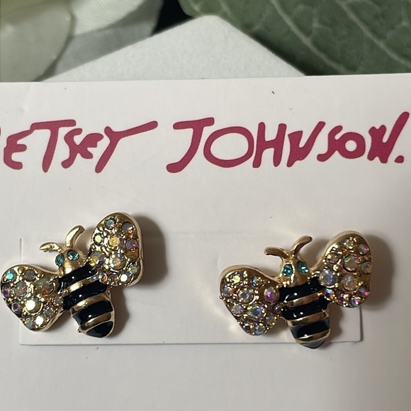 Betsy Johnson Bee Rhinestone Stud Earrings - Picture 7 of 12